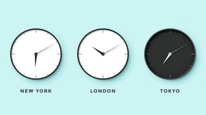 Clocks representing different time zones representing  the best ways to avoid jet lag and stay healthy for next long-haul flights.